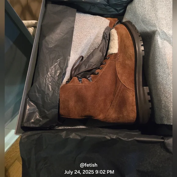 Aquatalia’s suede `Isaac’ boots Shearling Lug Sole Italian Luxury Designer #74 - Picture 12 of 12